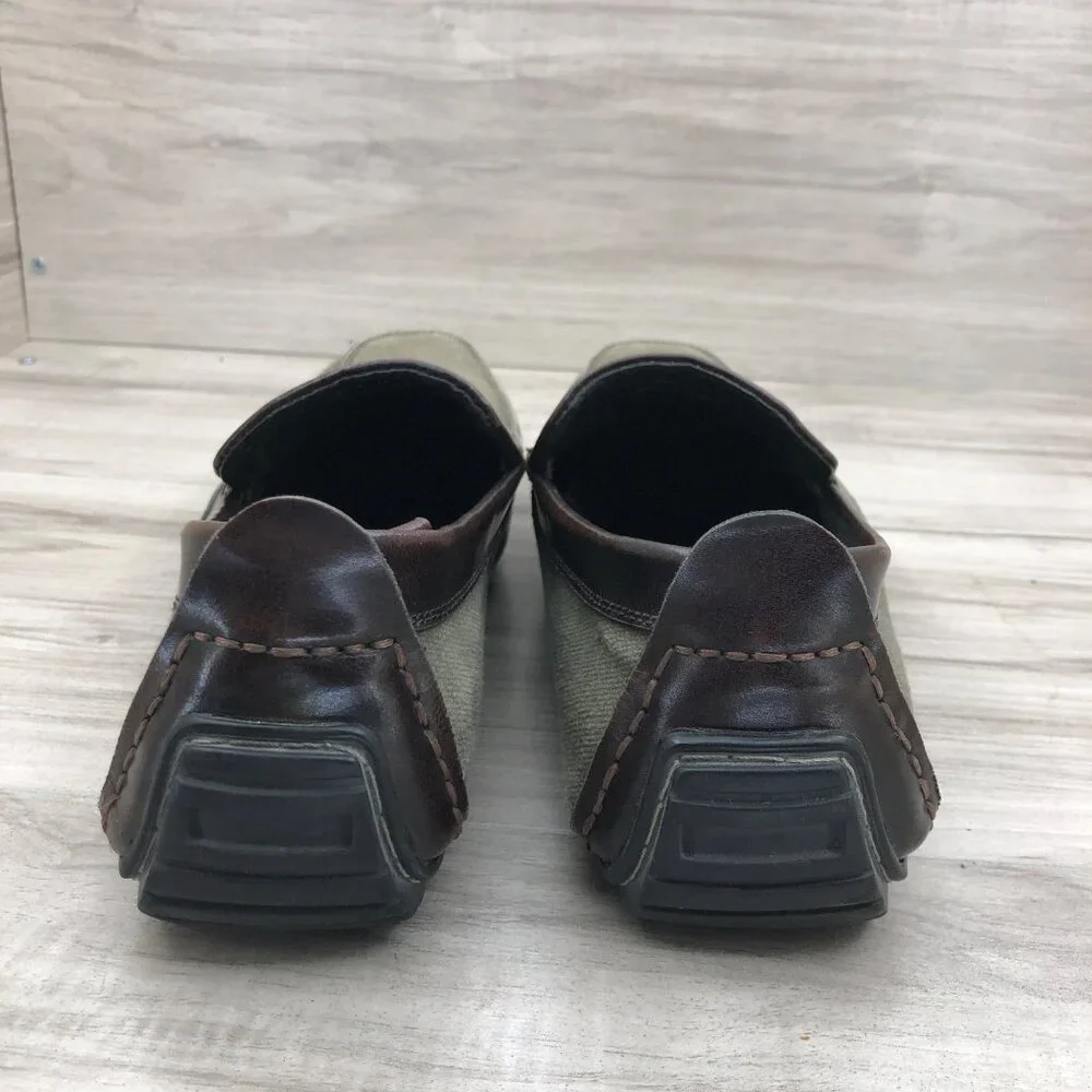 Robert Wayne Driving Loafers Mens 7 Green Canvas Slip On Casual Shoes